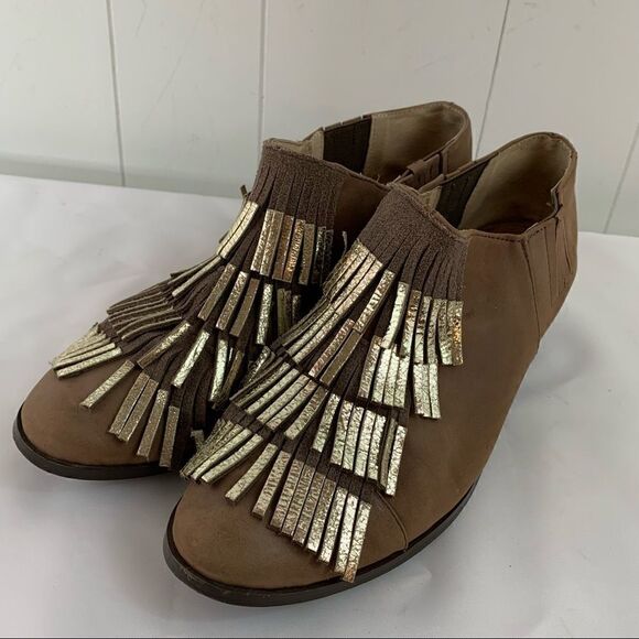 Eyelash Bootie Ankle Boots Klub Nico Metallic Fringe Zanita 9 - Picture 1 of 11
